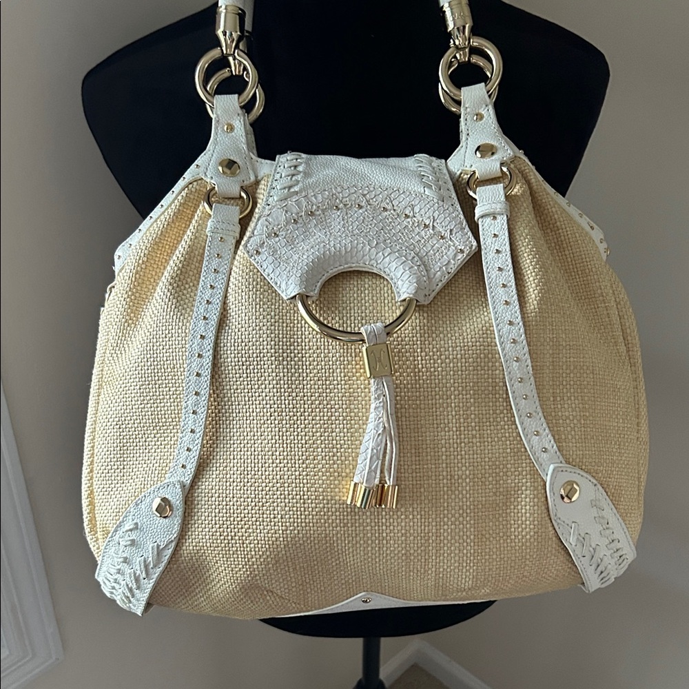 Elegant Cream and White Women's Handbag